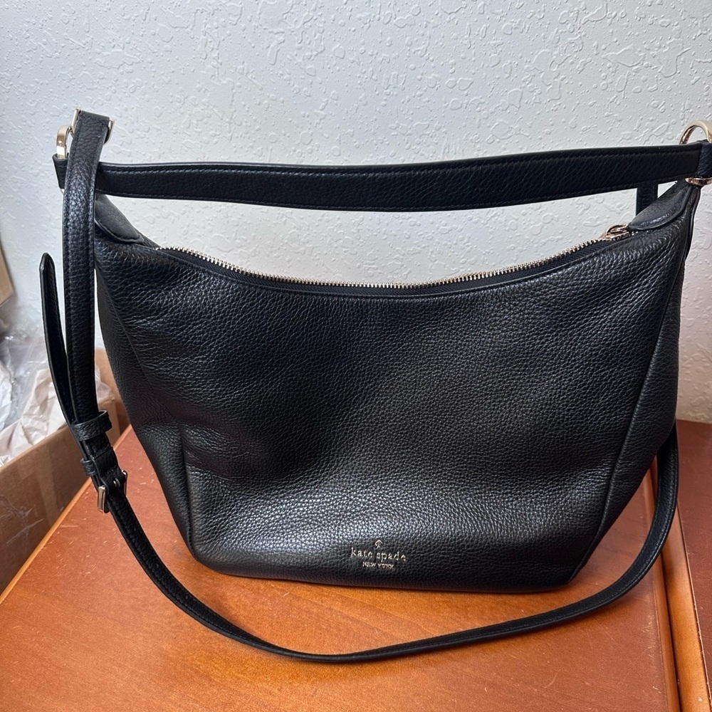 Kate Spade New York Women's Black Pebbled Leather Shoulder Bag
